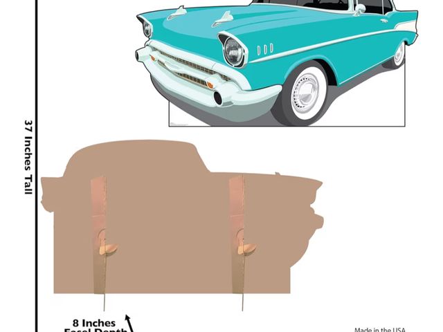 Lot 96-181411 - Cardboard People 50's Car Cardboard Cutout Standup unused but has damage in headlight, see photo