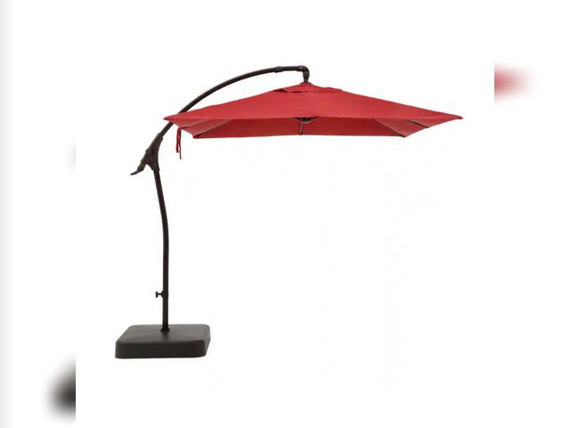 Lot 96-145146 - Hampton Bay 8 ft. Square Aluminum and Steel Cantilever Offset Outdoor Patio Umbrella in Chili Red MS...