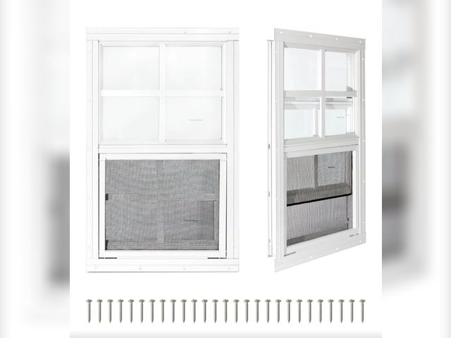 Lot 96-170337 - COLORPAPA 2 Pack Shed Windows,12" x 18" Small Sliding Windows,Flush Mount Windows with Tempered Glas...