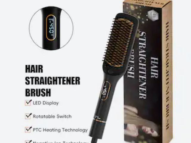 Lot 96-230535 - NICEBAY - Hair Straightener Brush, 6 Temp Settings, Hair Straightening Brush, Auto-Off, LED Display ...