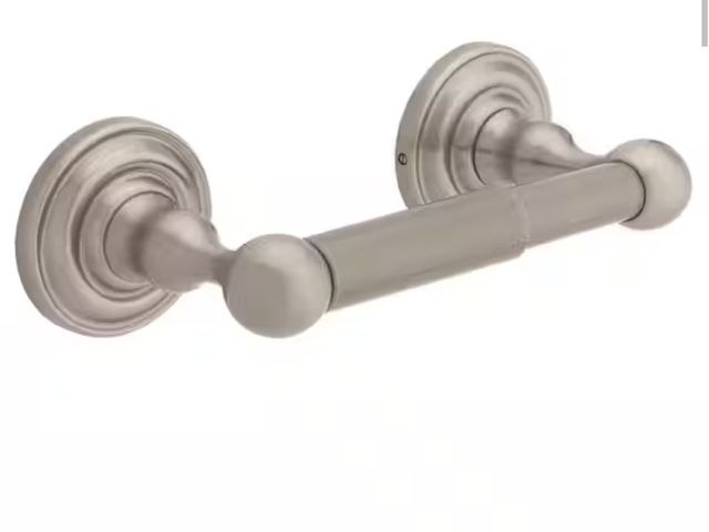 Lot 96-174338 - Delta Greenwich Toilet Paper Holder in Brushed Nickel unused, missing center bar