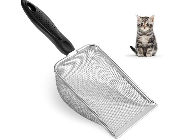 Lot 96-171014 - Metal Cat Litter Scoop,Sturdy Litter Cleaner Corner Shovel,Stainless Steel Mesh Litter Shovel,Easy t...