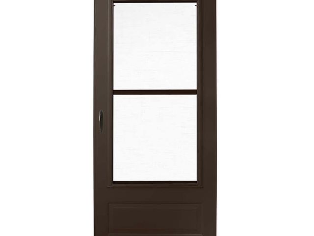 Lot 96-183686 - Andersen
300 Series 32 in. x 80 in.
Bronze Universal 3/4 Light Mid-View Aluminum Storm Door with Bla...