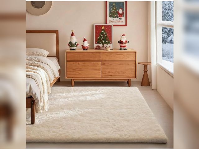 Lot 96-187528 - Ophanie Area Rugs for Bedroom, Christmas Upgrade Non-Slip Ivory Fluffy Soft Shag Living Room Carpet,...