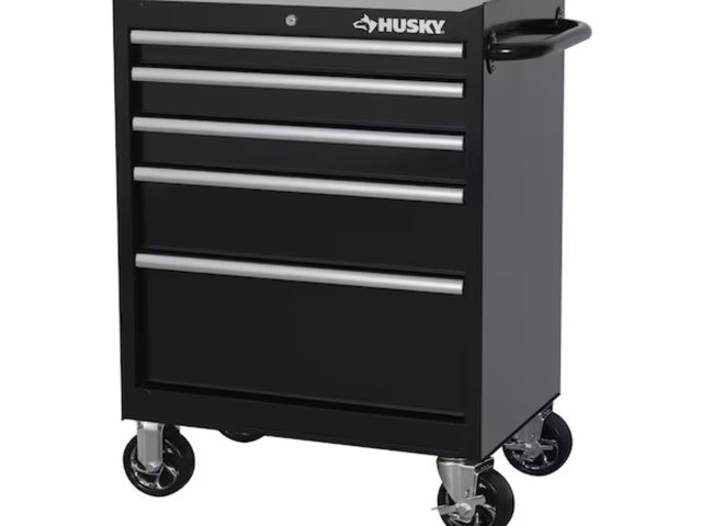 Lot 96-179299 - Husky
Tool Storage 27 in. W x 18 in. D 5-Drawer Gloss Black Rolling Tool Cabinet
New 
MSRP $329.00