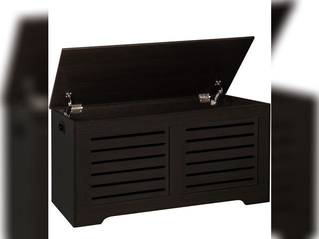 Lot 96-180698 - DINZI LVJ Storage Chest, 43.3” Wooden Toy Box with 2 Safety Hinges, Retro Entryway Shoe Storage Benc...