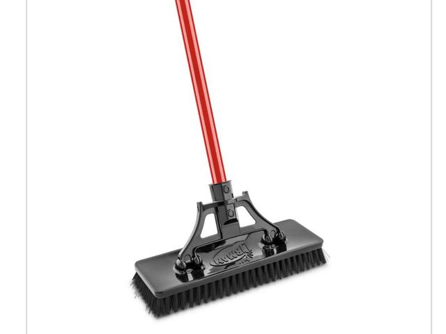 Lot 96-165613 - Libman 13.5 in. High Power Extra-Large Heavy-Duty Floor Scrub Brush with Swiveling Head and Steel Ha...