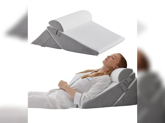 Lot 96-187484 - Wedge Pillow Headboard, 3PCS Orthopedic Bed Wedge Pillows Set for After Surgery, Adjustable Pillow W...