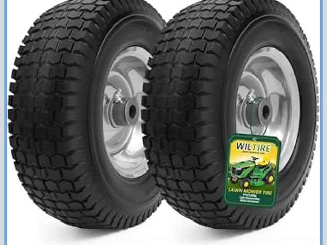 Lot 96-190633 - 13x5.00-6 Flat Free Tire and Wheel Assemblies (2 Pack),13 x 5 x 6 Solid Rubbe Tires and Wheel for Ri...