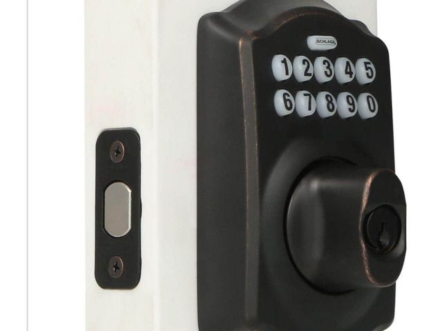 Lot 96-191268 - Schlage Camelot Aged Bronze
Electronic Keypad Deadbolt MSRP $129 New