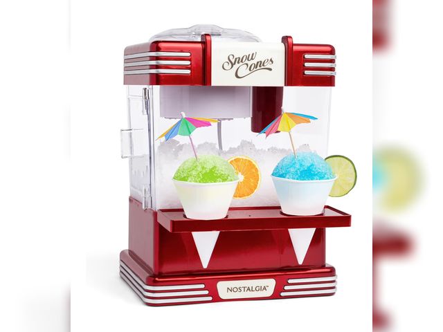 Lot 96-190216 - Nostalgia Snow Cone Shaved Ice Machine - Retro Table-Top Slushie Machine Makes 20 Icy Treats - Inclu...