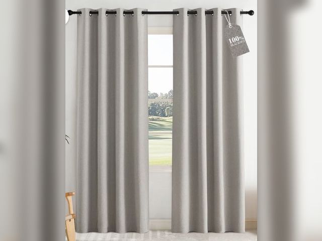 Lot 96-233277 - NICETOWN 100% Blackout Faux Linen Curtains for Living Room Grommet Sound Reducing Modern Privacy Dra...