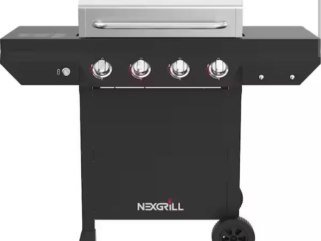 Lot 96-162310 - Nexgrill 4-Burner Propane Gas Grill in Black with Stainless Steel Main Lid New MSRP $229