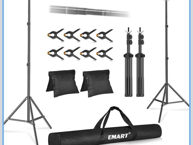 Lot 96-180873 - EMART Backdrop Stand 10x8.5ft(WxH) Photo Studio Adjustable Background Stand Support Kit with 2 Cross...