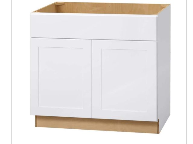 Lot 96-165888 - Hampton Bay Avondale 36 in. W x 24 in. D X 34.5 in. H Ready to Assemble Plywood Shaker Sink Base Kit...