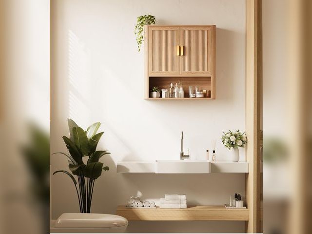 Lot 96-175696 - Bathroom Storage Cabinet, Medicine Cabinet with Adjustable Wood Shelf &amp; Doors, Over The Toilet S...