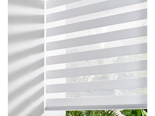 Lot 96-180979 - Persilux Cordless Zebra Blinds for Windows Free-Stop Roller Shades for Windows (62" W x 72" H, White...