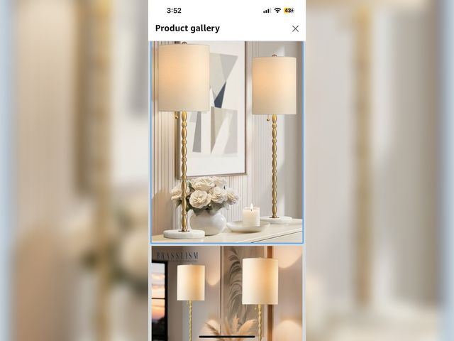 Lot 96-171074 - Buffet Lamps Set of 2, 28.5”H Modern Luxury Lamps with Marble Base, Brass Finish and Linen Shade, UL...