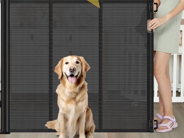 Lot 96-180741 - Reinforced 42” Extra Tall Retractable Baby Gates with Rods, Extends up to 60” Wide, Tall Retractable...