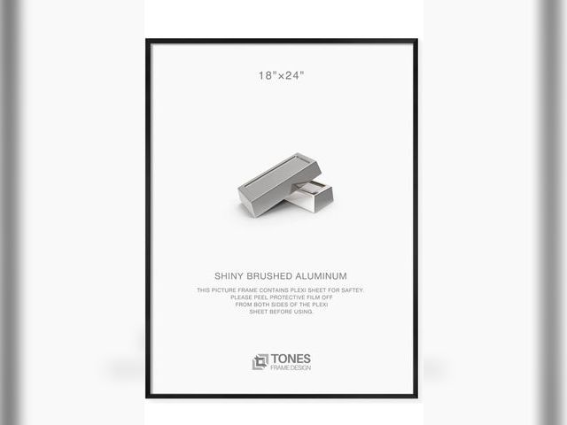 Lot 96-188782 - TONES FRAME DESIGN 18x24 Frame Black Metal Picture Frame, Poster Frames Shiny Brushed Aluminum Photo...