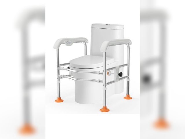 Lot 96-173266 - Heavy Duty Toilet Safety Rails for Seniors (665lbs), Adjustable LED Toilet Safety Frame with Handles...