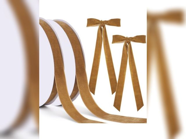 Lot 96-193600 - 10 pack  Khaki Velvet Ribbon 1 Inch 50 Yards Single Side Velvet Ribbon Trim Spool for Christmas Wrea...