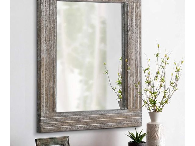 Lot 96-163691 - Wall Mirror Rustic Wooden Frame Rectangle Mirror Vintage Hanging Mirror for Bedroom Bathroom Living ...
