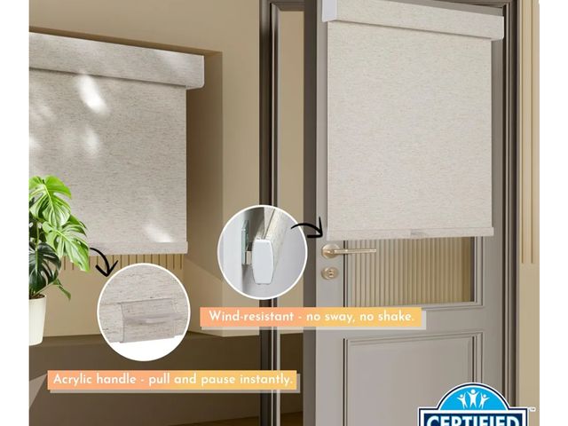 Lot 96-175966 - Persilux Blackout Roller Shades for Window Blinds,Cordless,Linen Fabric,Thermal Insulated Fabric UV ...