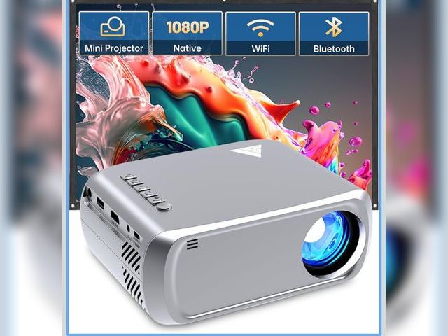 Lot 96-190942 - Projector with WiFi and Bluetooth, Mini Portable Projector 1080P HD 170" Movie Projector, Outdoor Pr...