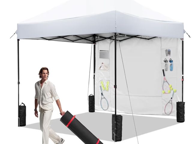 Lot 96-181784 - White 10x10 FT Pop Up Canopy Tent with 1 Sidewall, Heavy Duty Canopy for Outdoor, Commercial Instant...