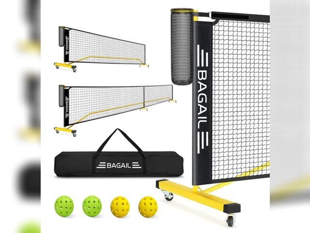 Lot 96-176269 - BAGAIL Portable Pickleball Net Set with Wheels, 22 FT Regulation Size &amp; 11 FT Half Court Size 2-...