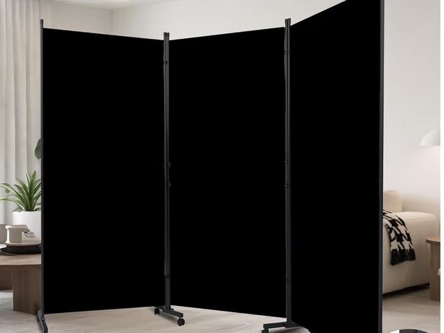 Lot 96-190617 - Room Divider (3 Panel) Wall Divider for Room Separation, 102 inch Wide Portable Privacy Screens W/Wh...