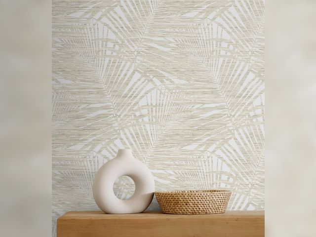 Lot 96-211578 - Tommy Bahama Shadow Palms Coconut Peel &amp; Stick Wallpaper 20.5 in. W x 18 ft. L New