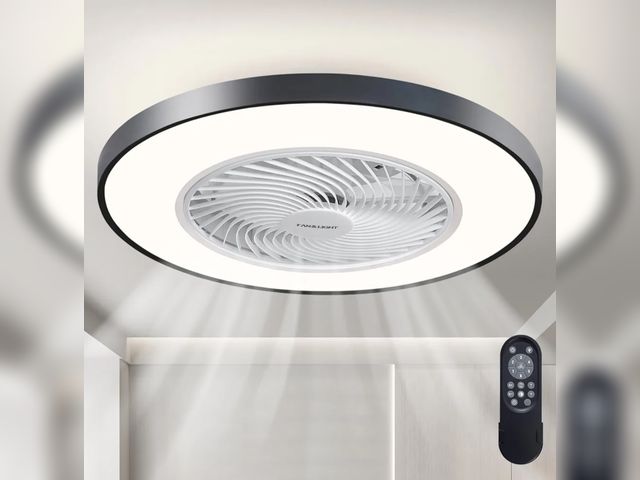 Lot 96-176005 - 19.69" Flush Mount Ceiling Fan with Light and Remote, Bladeless Enclosed LED Ceiling Fans with Light...
