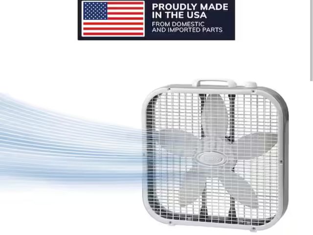 Lot 96-162330 - Lasko 20 in. 3 Speed Air Circulating Box Fan for Home in White with Save Smart Technology, 1820 CFM ...