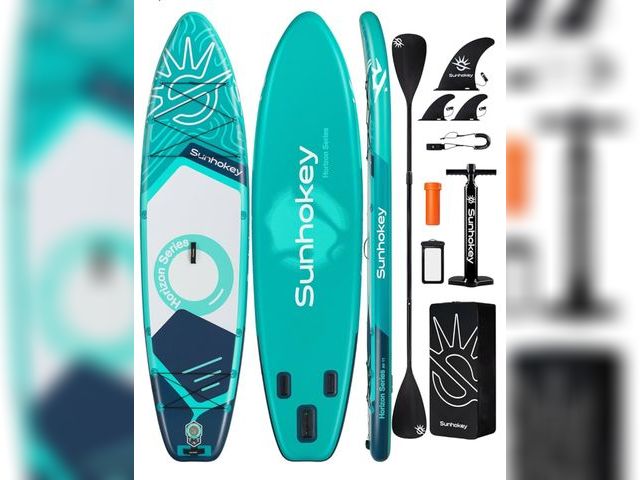 Lot 96-170909 - 11'×34'' Extra Wide Inflatable Paddle Board with Seam Welded Technology, Stand Up Paddle Board, 420l...