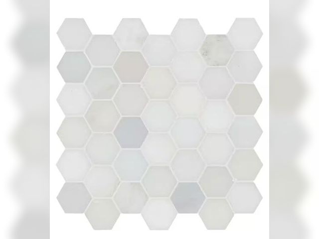 Lot 96-188939 - 19.8 sq. ft. of MSI Greecian White 2 in. Hex 12 in. x 12 in. Polished Marble Mesh-Mounted Mosaic Flo...