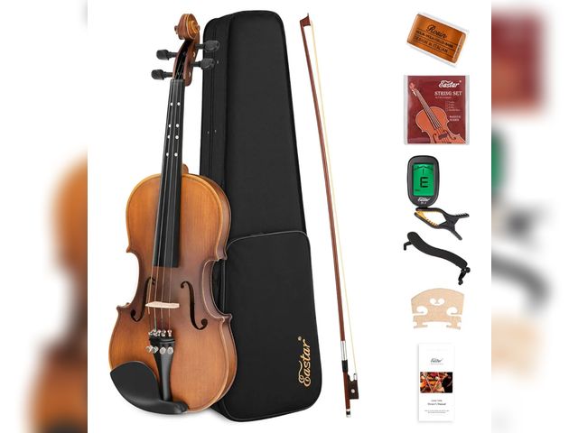 Lot 96-176030 - Eastar 1/4 Violin Set Fiddle for Beginners with Hard Case, Rosin, Shoulder Rest, Bow, and Extra Stri...