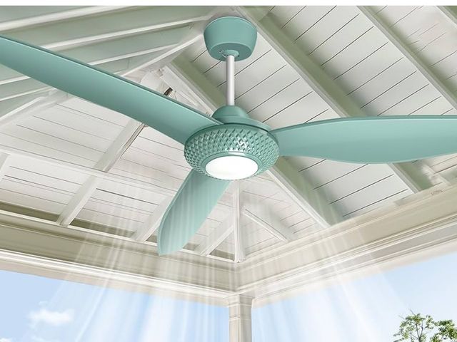 Lot 96-164384 - Outdoor Ceiling Fan Light for Gazebo with Battery, 52" Solar Ceiling Fan with Adjustable Thermostat ...