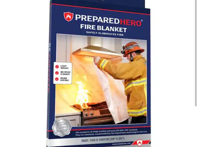 Lot 96-179793 - PREPARED HERO Emergency Fire Blanket 100cm x 100cm New