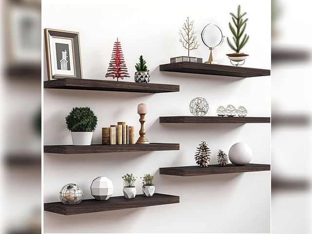Lot 96-169534 - PHPH 24 Inch Wood Floating Shelves for Wall, Wooden Wall Shelves for Bedroom, Set of 6 Brown
New