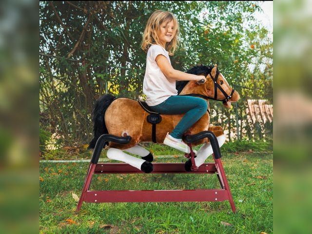 Lot 96-160374 - Qaba Durable Kids Plush Spring Rocking Horse, Ride On Rocking Horse with Realistic Sounds, Brown
New...