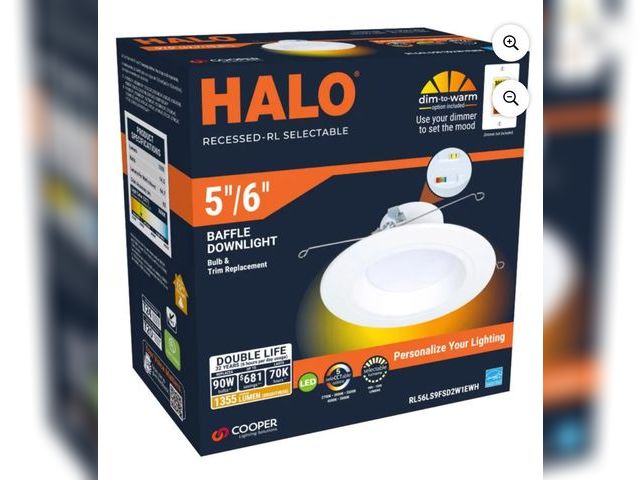 Lot 96-164805 - Halo  Retrofit Series Matte White 5/6 in. W LED Dimmable Recessed Downlight 90 W New