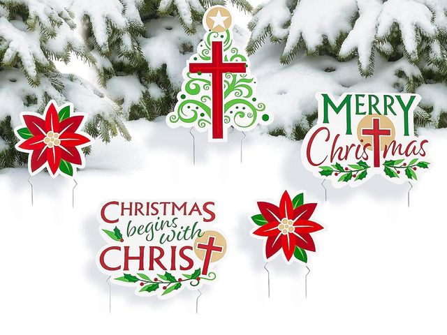 Lot 96-190733 - Religious Christmas Yard Sign Set, 5 Pieces
New
