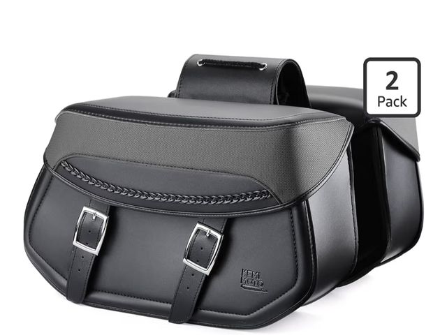 Lot 96-190526 - KEMIMOTO Synthetic Leather Motorcycle Saddlebags Universal Motorcycle Throw Over Saddle Bags Compati...