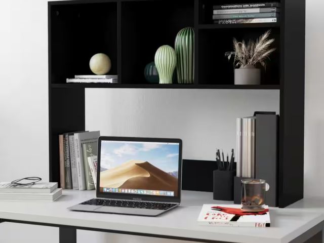 Lot 96-175341 - Carnegy Avenue 37 in. Black Engineered Wood Computer Desk Hutch MSRP $114.83 New