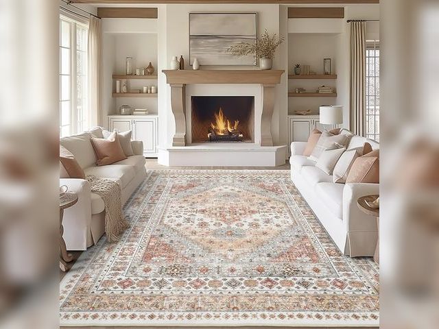 Lot 96-165795 - zesthome 8x10 Area Rugs for Living Room,Non-Slip Backing Washable Rugs,Vintage Large Area Rug，Stain ...