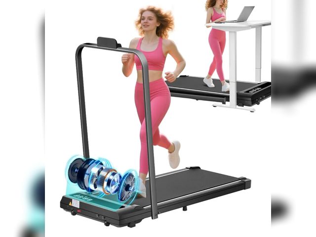 Lot 96-170188 - Walking Pad Treadmill with Handle Bar, Compact Portable Treadmills for Home Small, Electric Walking ...