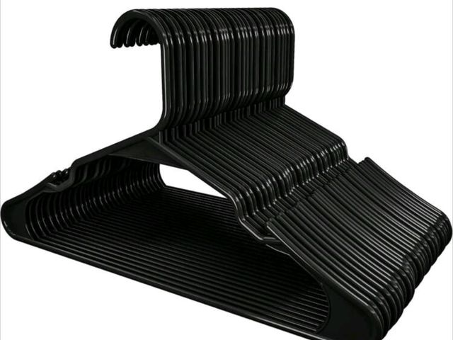 Lot 96-158977 - Box of Black Plastic Hangers, Unused