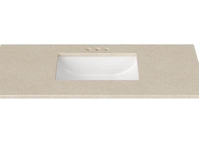 Lot 96-201516 - J Collection 43 in. W x 22 in. D Cultured Marble Rectangular Undermount Single Basin Vanity Top in W...
